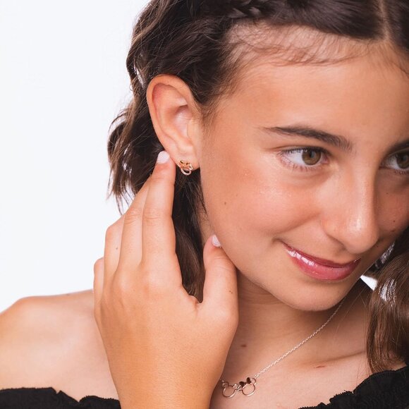 Disney Minnie Mouse Stud Earrings Two Tone Minnie Silhouette Open Silhouette - Picture 3 of 6